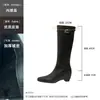 Botas Altas Cuadradas para Mujer que Aumentan la Altura 9cm, Nuevo Modelo 2026, Estilo Páramo con Hebilla de Cinturón, Botas de Moda Adelgazantes, Botas de Montar Retro