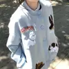 Chaqueta Cárdigan Cachorro Ins Hombres y Mujeres Nuevo Versátil Pareja Retro Americano Toalla Otoño e Invierno Sudadera Bordada Holgada