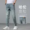 Jeans harén de alta gama para hombre, nuevo modelo 2026, pantalones zanahoria holgados casuales de primavera y otoño, pantalones de 9 puntos, estilo fino de verano