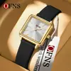 Relojes de Moda Europeos y Americanos Ofns para Mujer, Relojes de Moda Cuadrados Impermeables de Venta Caliente Transfronteriza, Relojes de Cuarzo Escolares de Aleación de Cuero