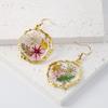 Explosión transfronteriza de hiedra, textura de lujo ligero, aretes de flor seca, creativos, flor real, regalo de flor real, flor eterna, aretes de resina