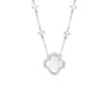 Collar de Plata de Ley S925 Trébol de Cuatro Hojas de la Suerte para Mujer Lujo Accesible Colgante de Nicho Elegante Cadena para Clavícula Regalo de Cumpleaños para Novia