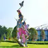 Escultura de Borboleta Oca de Aço Inoxidável para Exterior Paisagismo de Jardim Parque Escritório de Vendas Arte em Ferro Ornamento de Inseto Luminoso Simulado