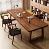Escritorio Grande y Silla de Madera Maciza de Alta Gama de Nogal Sudamericano para Estudio en Casa, Escritorio de Trabajo, Oficina y Sala de Estar Mesa Larga