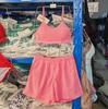 2024 fonte fábrica Coreia do Sul ins novo cor sólida toalha tecido camisola elástico cintura shorts maiô para mulheres