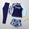 Traje de baño infantil dividido para niñas, pantalones largos de manga larga, protección solar, secado rápido, para mujer, que cubre el abdomen, adelgazante, talla grande, traje para padres e hijos