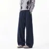 Pantalones de chándal holgados para hombre, pantalones largos de otoño para jóvenes, pantalones casuales rectos de pierna ancha en azul marino
