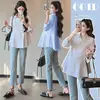 Ropa de maternidad 2026 otoño nuevo estilo camisa babydoll top blanco manga larga versátil fácil para lactancia camisa de maternidad
