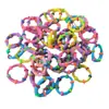 Anel de Cabelo de Bambu, Anel de Toalha Colorido, Faixa de Cabeça Infantil, Elástico de Cabelo Pequeno Colorido Doce, Elástico de Cabelo, 50 Peças