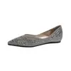 Sapatilhas estilo francês para mulheres, novidade outono 2026, sapatilhas versáteis de bico fino, sapatos de casamento da moda com strass, sapatos femininos plus size