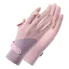 Guantes de Protección Solar para Mujer de Seda de Hielo Verano Fresco con Solapa para Conducir Antivioleta Delgados Antideslizantes Solapa Guantes Xinji