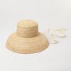 Sombrero de Copa Plano Vintage con Ala Caída y Correa Tejido a Mano Paja Rafia Sombrero de Sol para Exterior para Mujer Protector Solar Playa Sombrero de Paja
