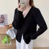 Processamento OEM do novo casaco cardigã de tricô trançado com gola V para outono e inverno, suéter de corte justo com toque elegante e sofisticado, versátil e que afina a silhueta
