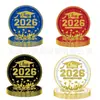 Nuevos Suministros de Decoración para Fiesta Temática de Temporada de Graduación 2026 Platos de Papel Oro Negro y Oro Blanco, Manteles y Juego de Vajilla