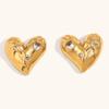 Europa y Estados Unidos aretes de amor con figura geométrica transfronteriza acero inoxidable chapado en oro de 18 quilates temperamento francés personalidad aretes de nicho