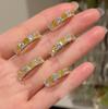 Longlong Joia de Ouro Novo Prata S925 Amarelo Branco Anéis Pagoda Anéis Anel Diamante de Alto Carbono Anel de Diamante Empilhado Estilo Ins Feminino