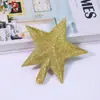 Decorações de Natal Decoração de árvore de Natal topo pentagonal Estrela de cinco pontas para topo de árvore Estrela de topo de árvore estrela com pó dourado