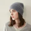 Gorro 100% cachemir puro, unisex, gorro de punto versátil, color liso, diseño que cubre las orejas, gorro simple, adecuado para ciclismo al aire libre y clima frío