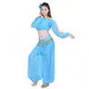 Traje de Danza del Vientre Linterna Mangas Largas Anillo Pantalones de Campana Práctica Evento Festivo Conjunto de Disfraz para Performance de Danza India