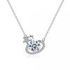 Collar Planeta Soñador de Plata Esterlina S925 con Concha Plateada para Mujer, Cadena de Clavícula de Diamante Moissanita de Un Quilate Cielo Estrellado de Lujo Ligero a la Moda