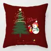 Funda de Almohada Navideña Nueva Transfronteriza Serie de Dibujos Animados Rojos de Papá Noel Muñeco de Nieve Cojín de Sofá Producción de Almohadas