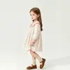 Vestido de Princesa para Meninas 2026 Primavera e Outono Novo Estilo Infantil Elegante Estilo Coreano Gola Boneca Lapela Estampa Floral Vestido
