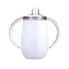 Taza Térmica de Acero Inoxidable 304 de Doble Pared y Doble Asa de 10 oz, con Tapa tipo Cáscara de Huevo, para Uso Transfronterizo, Asa Doble, Forma de U