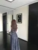 1Z1Z1Gun Estilo Artístico, Sensación Retro, Vestido de Malla a Cuadros, Vestido Largo Elegante con Caída para Mujer