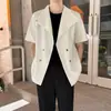 Traje de Verano para Hombre con Mangas Cortas, Chaqueta Pequeña, Sencillo para Viajar al Trabajo, Camisa de Traje de Manga Corta para Hombre con Doble Capa, Traje