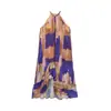 Comercio Exterior Transfronterizo Ropa de Mujer 2026 Estilo Europeo y Americano Moda Holgada Dobladillo Asimétrico Estampado Cuello Halter Vestido Sin Parar