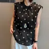 Chaleco sin mangas de cuello redondo con pajarita retro para mujer, Ropa exterior de verano, Casual, Versátil, Holgado, Transpirable