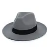 Sombrero de ala ancha de imitación fieltro estilo europeo y americano para primavera, otoño e invierno Sombrero bombín de lana retro británico Sombrero de viaje Panama Jazz para hombres y mujeres
