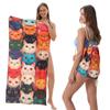 Toalla de playa plegable de gran tamaño 80X160, toalla de baño estampada, toalla de playa integrada, bolsa integrada, portátil