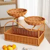 Cesta de Frutas Criativa de Múltiplas Camadas, Rack de Armazenamento para Lanches e Doces de Feriado na Sala de Estar, Bandeja para Chá da Tarde, Cesta de Armazenamento de Rattan Sintético