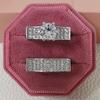 Anillo de diamantes de simulación de venta caliente de deseo ocho corazones ocho flechas moda europea y americana para mujer anillo de compromiso de diamantes completos r6432