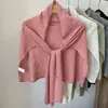 Chal de Punto de Color Sólido para Mujer, Delgado, Versátil, Abrigo, Botón de Nudo, Cubre Hombros para Habitación con Aire Acondicionado, Elegante, Adelgazante, Estilo Femenino