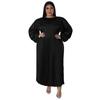 Ropa de mujer de talla grande europea y americana transfronteriza, vestido largo plisado de cuello redondo popular de Amazon para otoño e invierno, ventas directas de fábrica