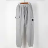 Calça Jogger Versátil de Algodão Puro Liso com Bolso com Zíper, Emblema de Ilha Bússola, Europeia e Americana Transfronteiriça, Pedra, Cor Sólida