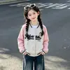 Conjunto de Ropa de Béisbol para Niñas 2026, Nuevo Conjunto de Dos Piezas Casual Estilo Coreano con Sudadera y Jeans de Pierna Ancha para Niños Mayores