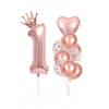 Conjunto de Balões Coroa Digital Ouro Rosa com 13 Peças Decoração de Festa de Aniversário Cenário de Festa Arranjo de Balões