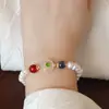 Pulsera elegante de doble círculo de jade y cristal de perla de marea nacional, pulsera de personalidad de nicho, pulsera de moda de alta sensación, venta al por mayor para mujeres