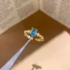 Anel oval com zircônia banhado a ouro 18k, anel requintado de moda de nicho de alta qualidade, acessório de mão simples e versátil