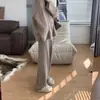 Pantalones de punto de lana hasta el suelo - holgados, de pierna recta, pantalones casuales con un ajuste relajado, perfectos para otoño e invierno