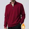 Moletom de Veludo Masculino de Inverno com Zíper na Gola Alta Cor Lisa Cashmere Camisa Base Jaqueta para Homem