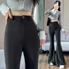 Nuevos pantalones de mujer de cintura alta para otoño e invierno, pantalones anchos de estilo coreano fluidos hasta el suelo, pantalones de microcampana de moda para mujer