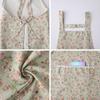 Delantal floral pastoral estilo coreano mochila de lona con flores pequeñas estilo masculino lindo delantal principal transpirable resistente al desgaste cintura imprimible