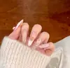 Parche de uñas francesas de alta calidad con diseño de explosión, con diamantes de imitación para llevar a mano, acabado con 30 piezas extraíbles.