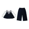 Conjunto de Denim para Niñas Primavera y Otoño 2026 Nuevo Elegante Versión Coreana Conjunto de Tres Piezas de Pantalones Rectos de Primavera para Niños