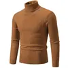 Suéter de Color Sólido Otoño e Invierno Estilo Coreano para Hombre Cuello Alto Moderno Holgado Talla Grande Suéter de Punto Casual
