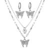 Colar Borboleta Dupla Camada ~ Diamante Cintilante Novo Colar Choker Tendência Primavera/Verão 2026 para Mulheres, Corrente Clavicular Estilo Minimalista Versátil Coreano